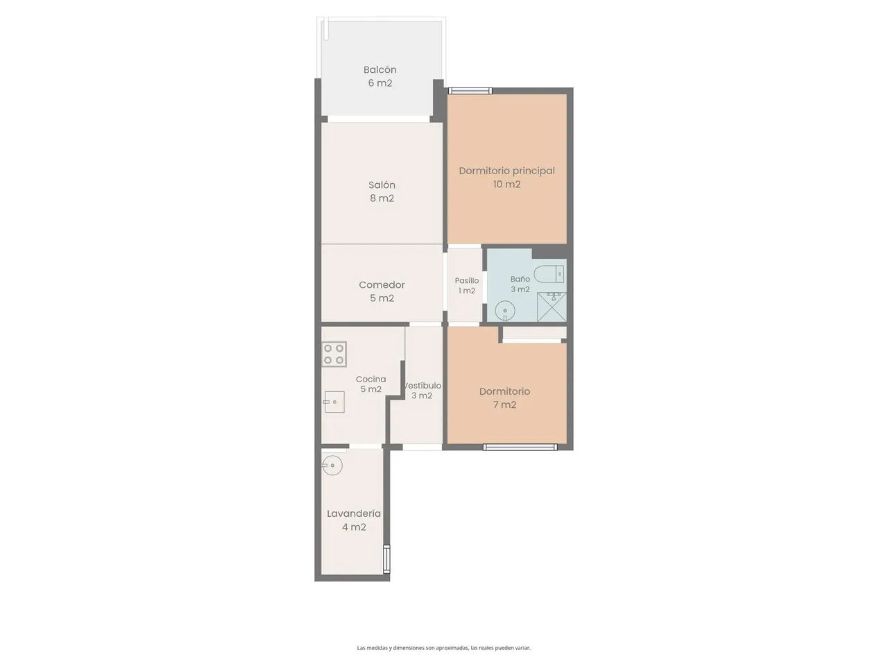 living - Piso de 79m² en venta en Vallpineda, Barcelona - Plano del piso - 1