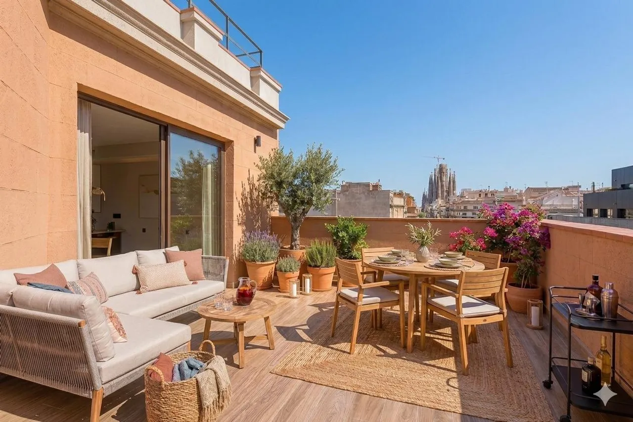 living - Ático de 70m² con 69m² terraza en venta en Eixample Derecho - gallery - 2