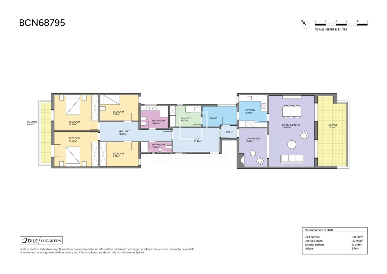 living - 160m² apartment with 18m² terrace for sale in Eixample Left - Floor Plan - 1