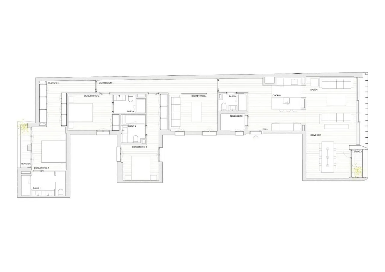 living - 229m² apartment for sale in Almagro, Madrid - Floor Plan - 1