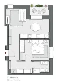 One Bedroom of 66 sqm - Edificio C1 - LivinUp  | Milano - Floor Plan thumbnail - 1