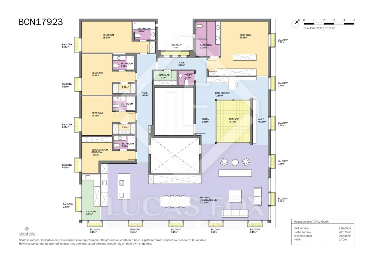 living - Piso de 300m² con 300m² de terraza en venta en Eixample Derecho - Plano del piso - 1
