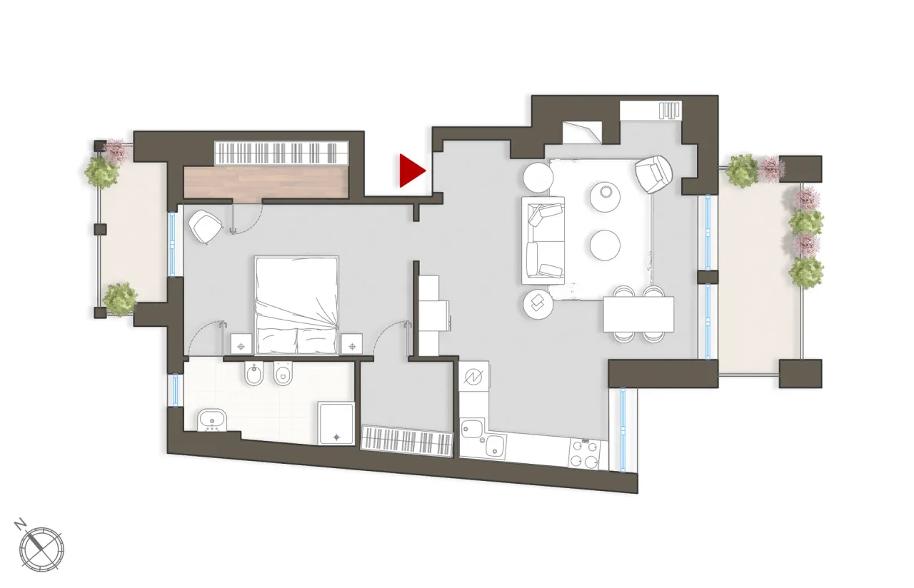 living - Sforza 4 unità 849 - Living - Dils - Plan d'étage - 1