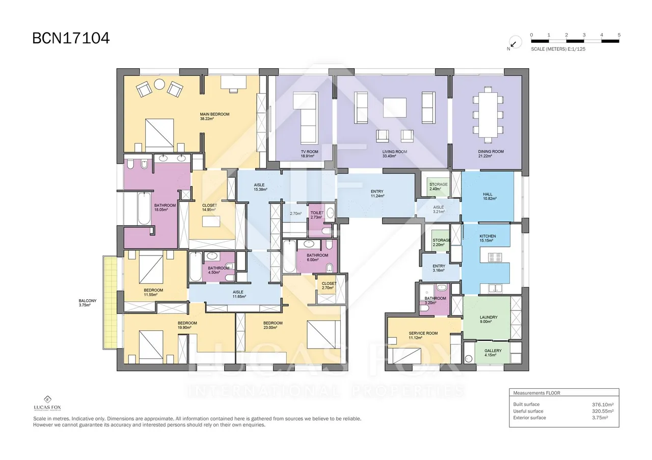 living - Piso de 376 m² en venta en Tres Torres, Barcelona - Plano del piso - 3