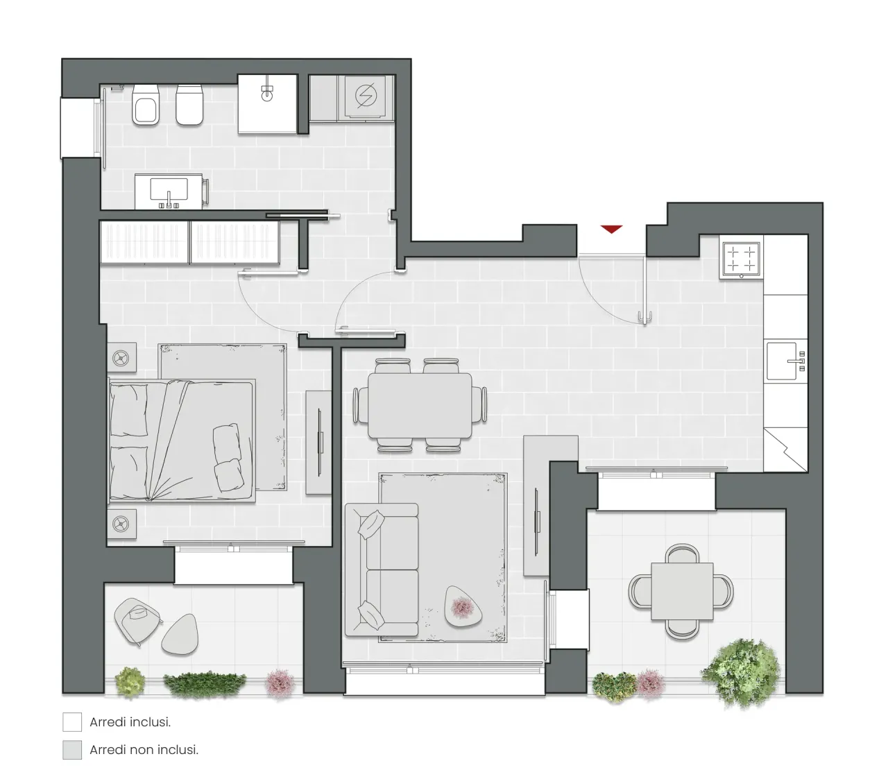 One Bedroom of 73 sqm - Edificio C2 - LivinUp  | Milano - Floor Plan - 1