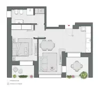 One Bedroom of 73 sqm - Edificio C2 - LivinUp  | Milano - Floor Plan thumbnail - 1