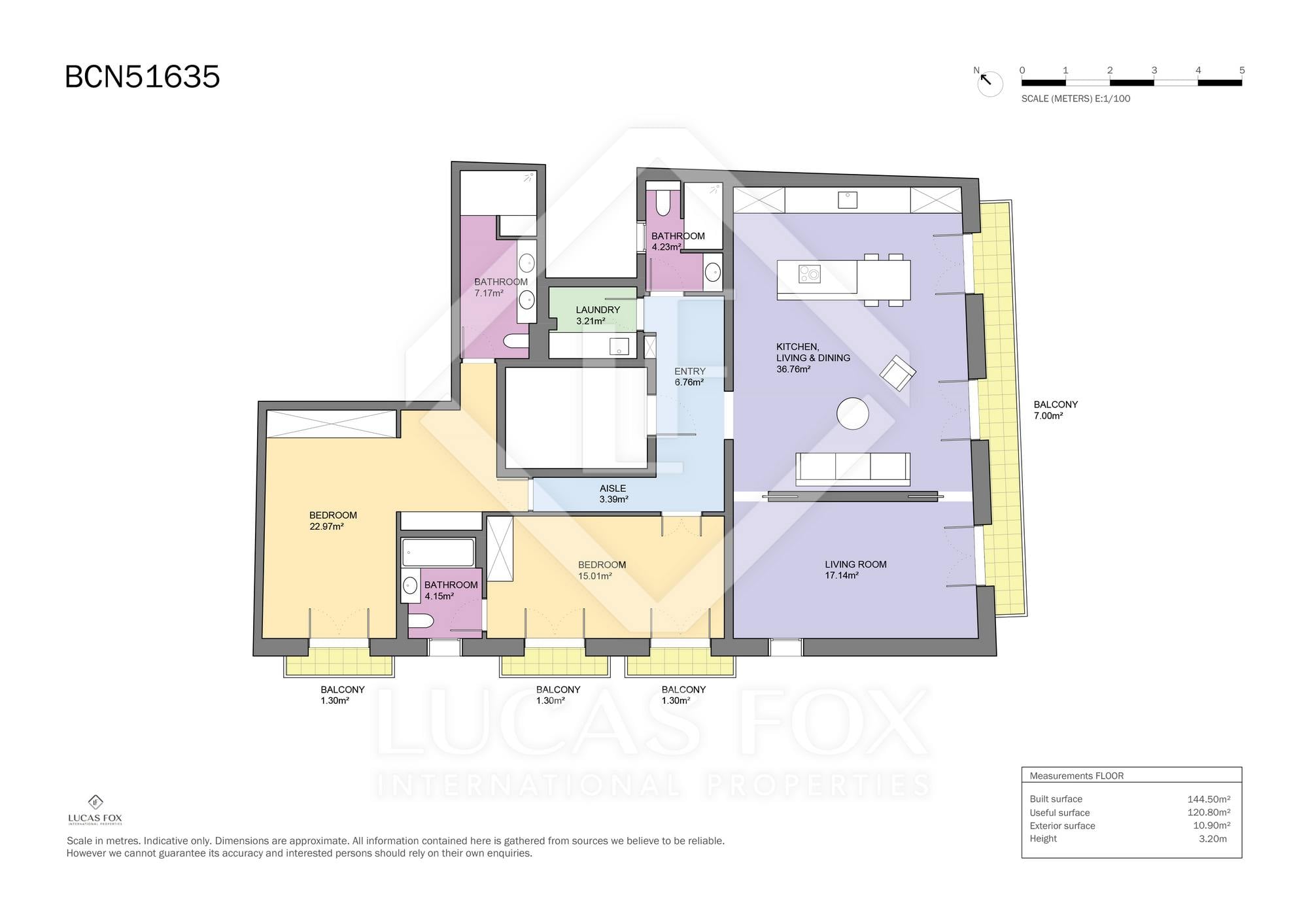 living - 147m² apartment with 9m² terrace for rent in El Born - Floor Plan - 1
