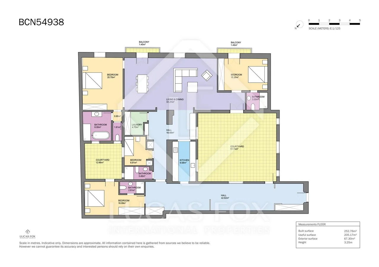 living - Piso de 253m² con 67m² terraza en venta en El Born - Plano del piso - 1