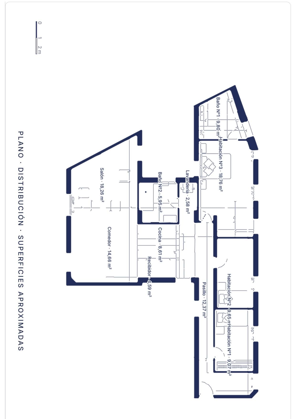 living - 143m² apartment for sale in Palacio, Madrid - Floor Plan - 1