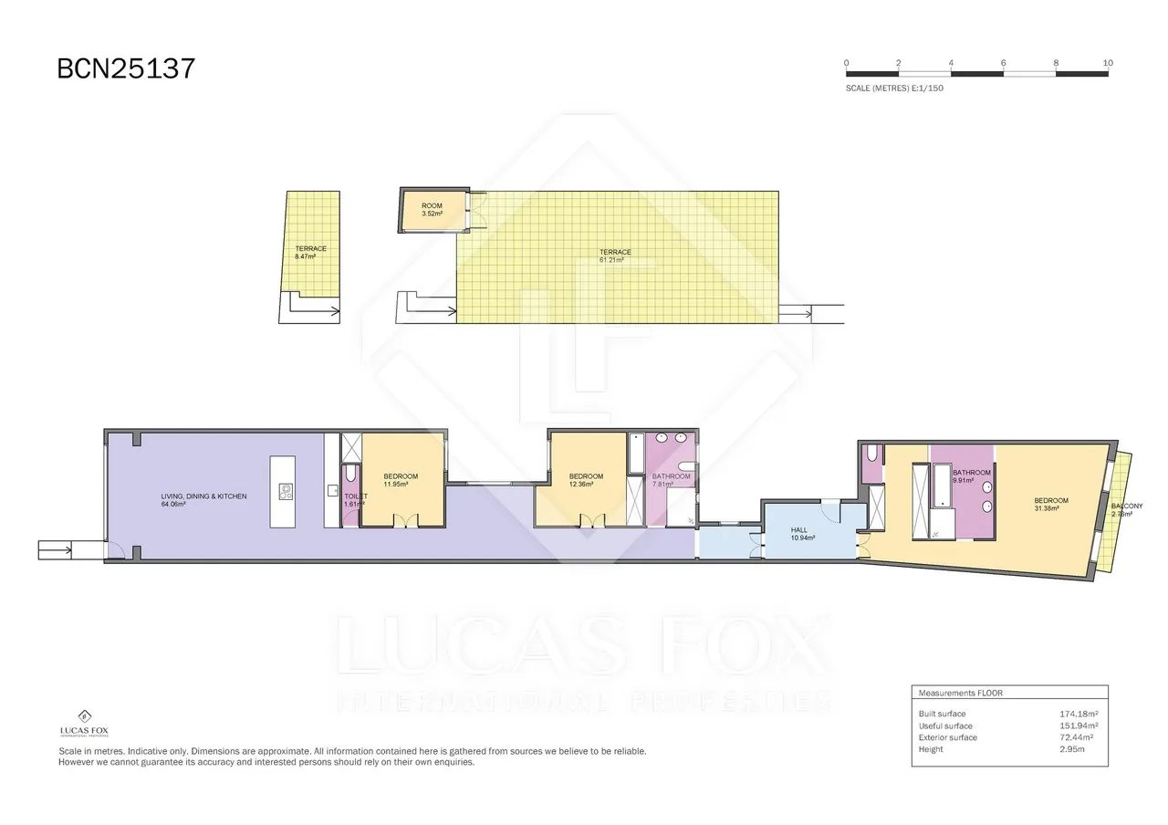 living - Piso de 189 m² con 70 m² de terraza en venta en El Raval - Plano del piso - 1