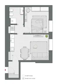 One Bedroom of 59 sqm - Edificio C2 - LivinUp  | Milano - Floor Plan thumbnail - 1