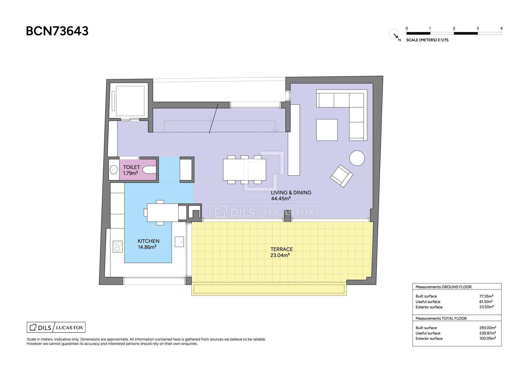 living - 293m² house / villa with 100m² terrace for sale in Gràcia - Floor Plan thumbnail - 3