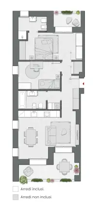 Two Bedrooms of 102 sqm - Edificio C1 - LivinUp  | Milano - Floor Plan thumbnail - 1