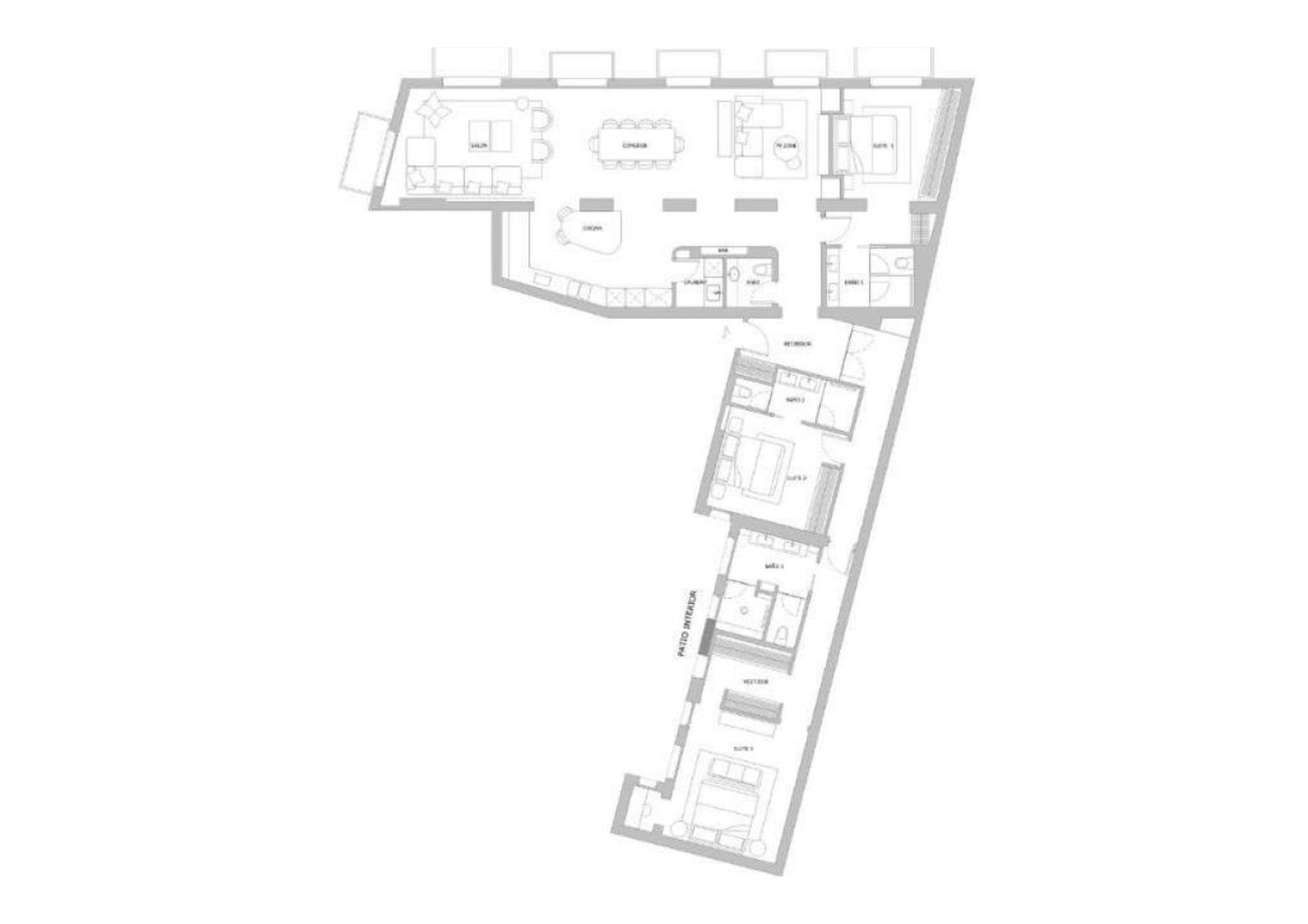 living - Piso de 234m² en venta en Almagro, Madrid - Plano del piso thumbnail - 1