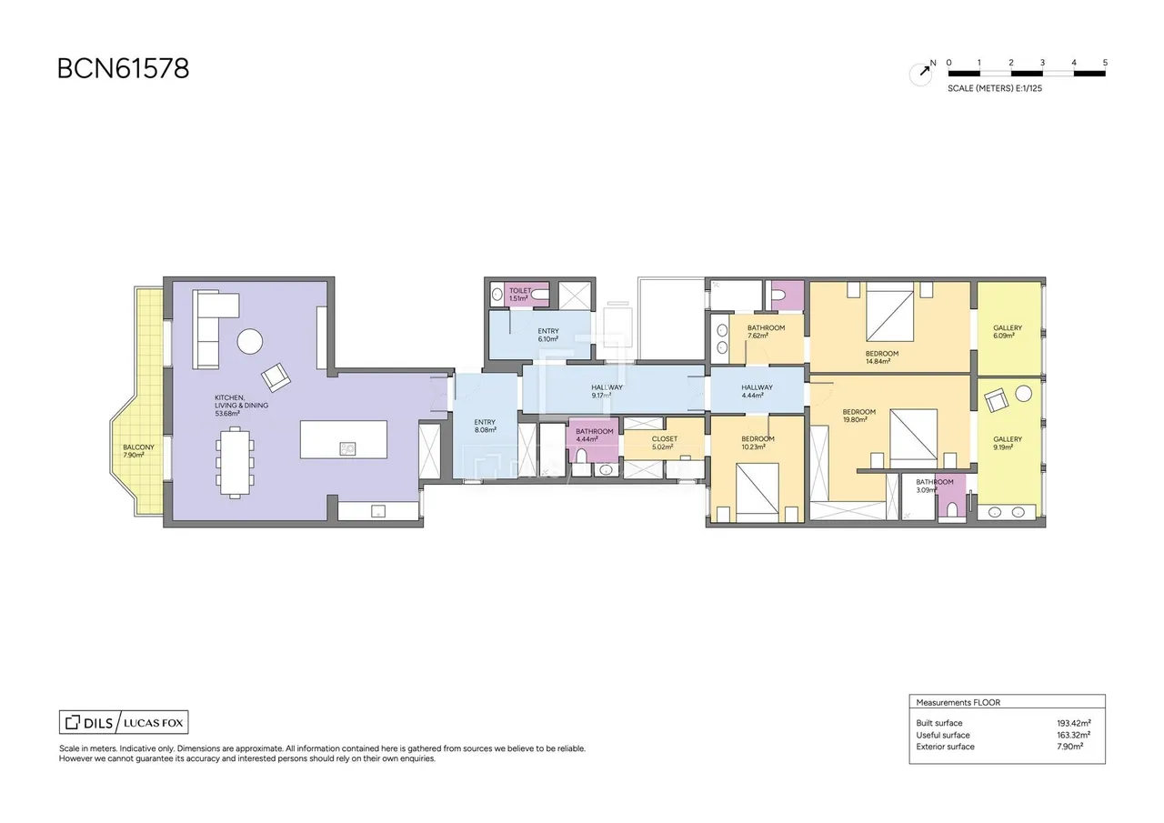 living - Piso de 204m² con 9m² terraza en venta en Eixample Derecho - Plano del piso - 1