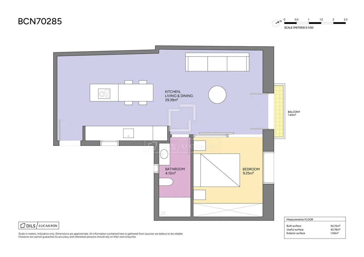 living - 42m² apartment for sale in El Born, Barcelona - Floor Plan - 1