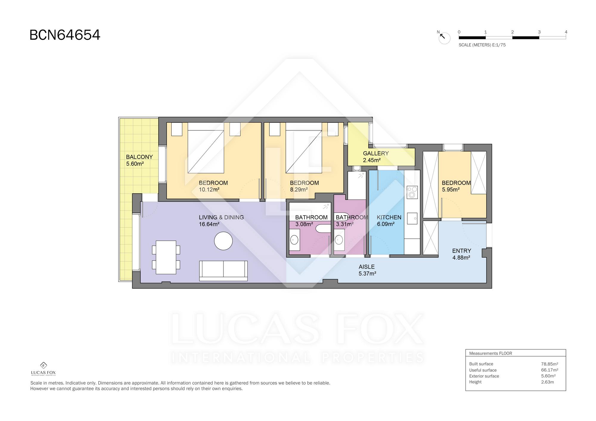living - Piso de 83m² en venta en Sant Antoni, Barcelona - Plano del piso thumbnail - 1