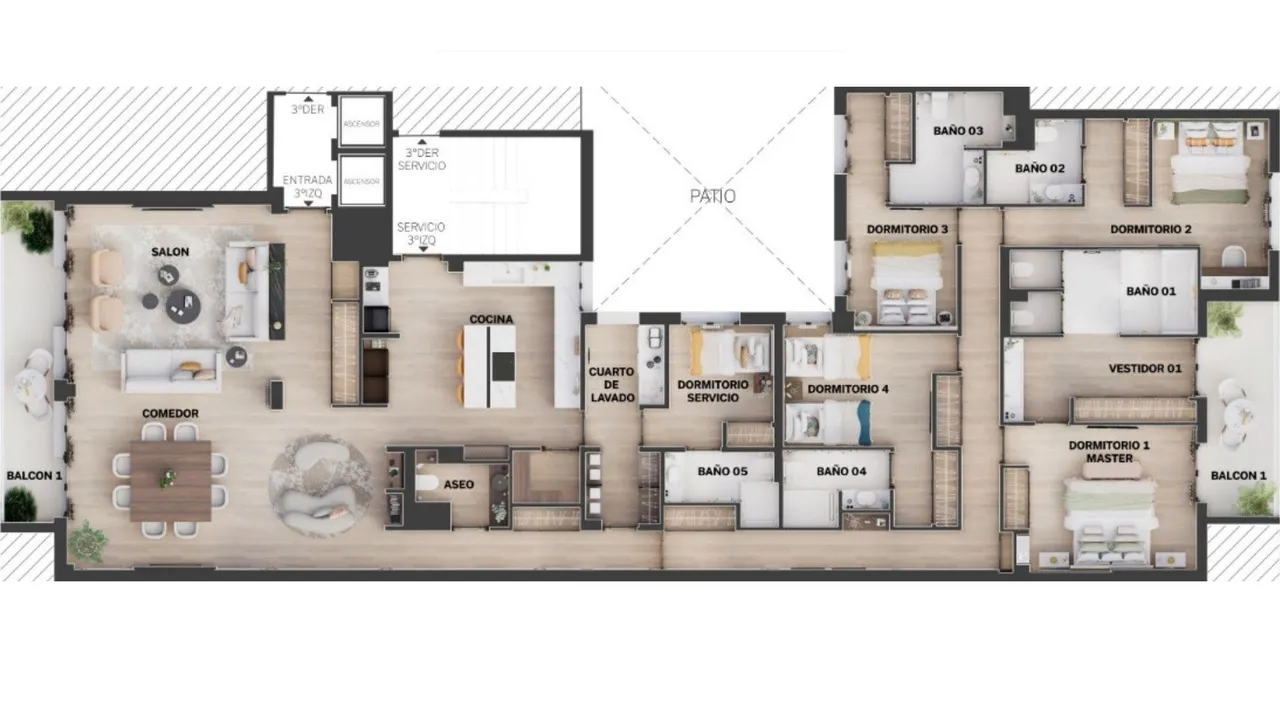 living - Piso de 293m² con 17m² terraza en venta en Castellana - Plano del piso - 1