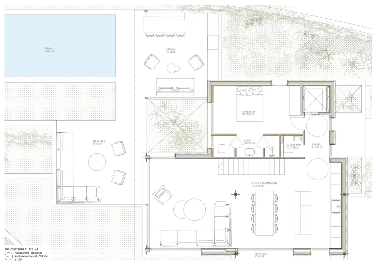 living - Casa / villa de 341m² en venta en Sa Riera, Costa Brava - Plano del piso - 1