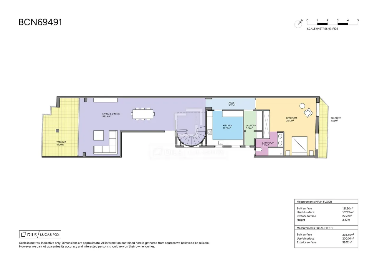 living - Ático de 234m² con 100m² terraza en venta en Sant Gervasi - Galvany - Plano del piso - 1