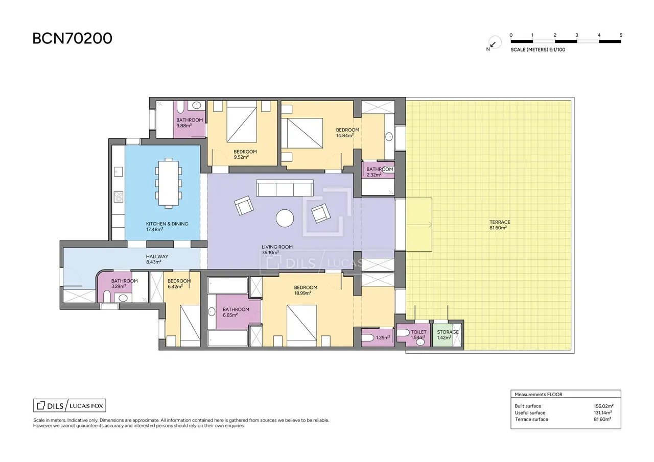 living - Piso de 153m² con 85m² terraza en venta en Eixample Derecho - Plano del piso - 1