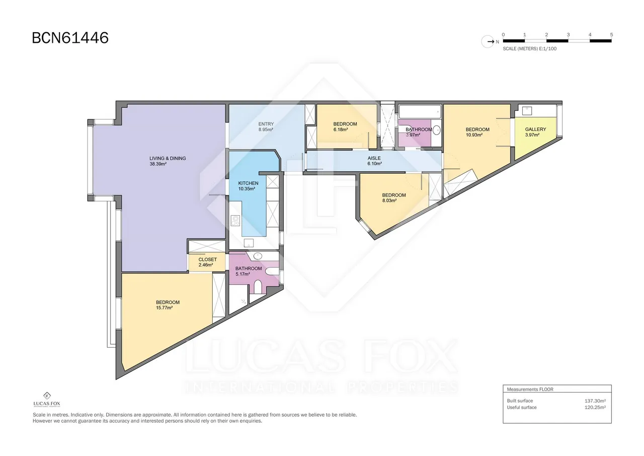 living - Piso de 130m² en venta en Sant Gervasi - Galvany, Barcelona - Plano del piso - 1