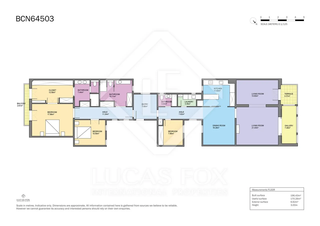living - 205m² apartment with 7m² terrace for rent in Eixample Right - Floor Plan - 1