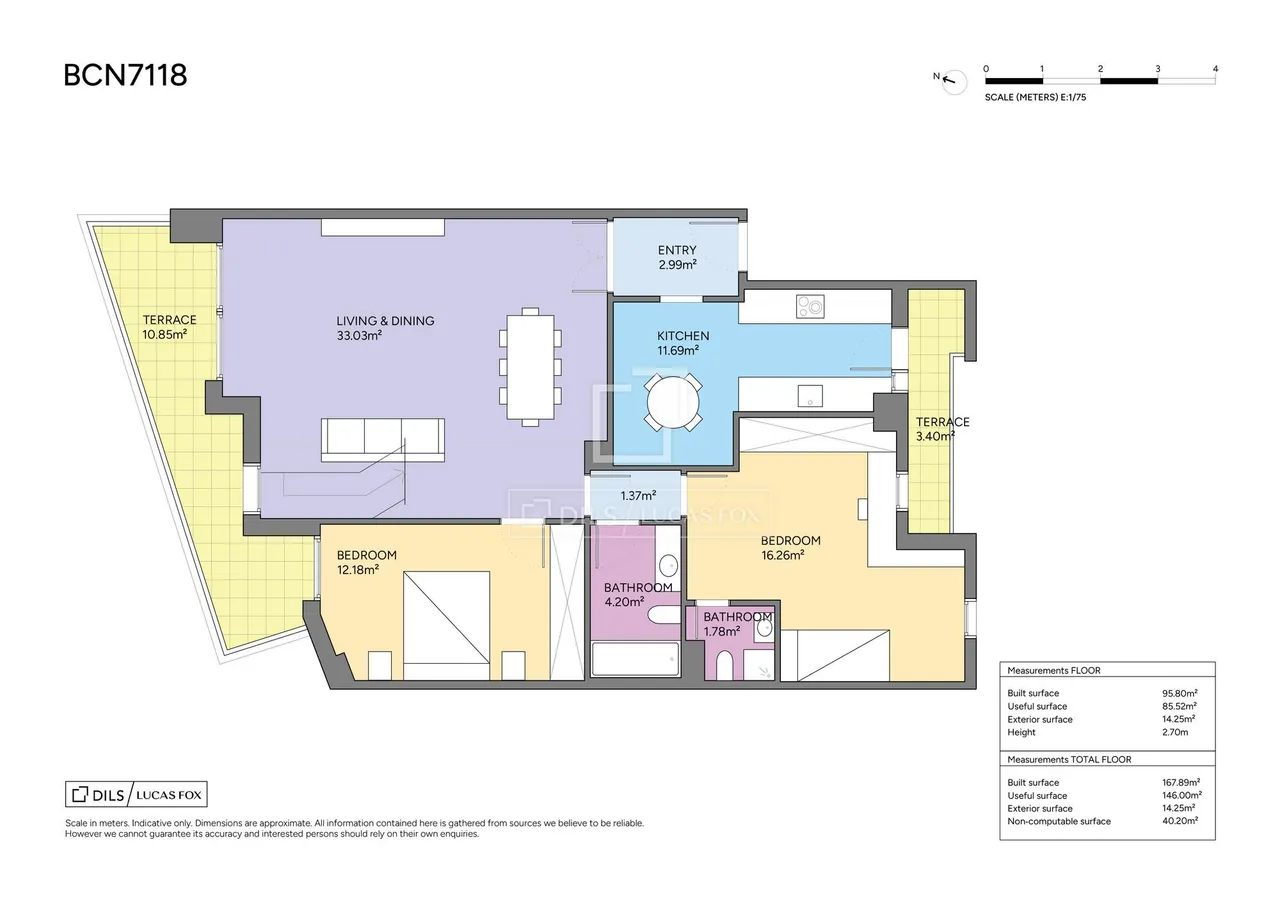 living - Ático de 176m² con 14m² terraza en venta en Eixample Izquierdo - Plano del piso - 1