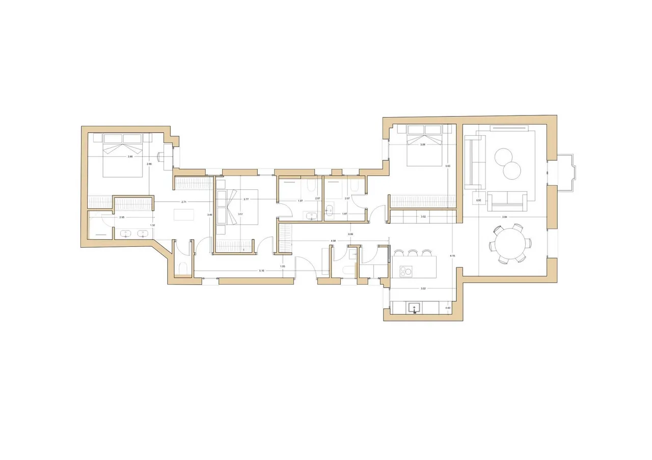living - Piso de 144m² en venta en Castellana, Madrid - Plano del piso - 1