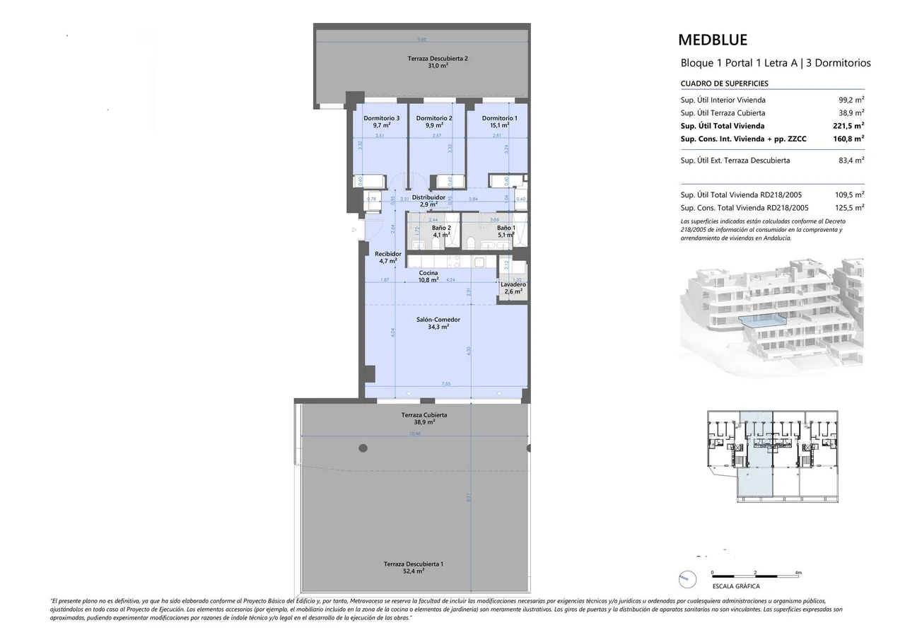 living - Medblue Apartments - Floor Plan - 1