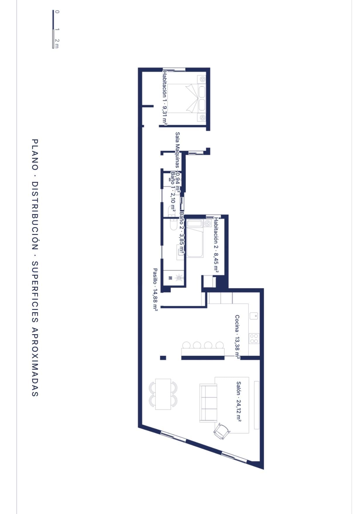living - Piso de 114m² en venta en Palacio, Madrid - Plano del piso thumbnail - 1