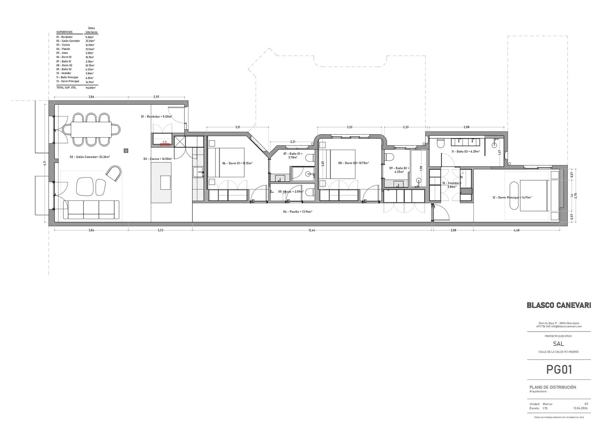 living - Piso de 167m² en venta en Sol, Madrid - Plano del piso thumbnail - 1