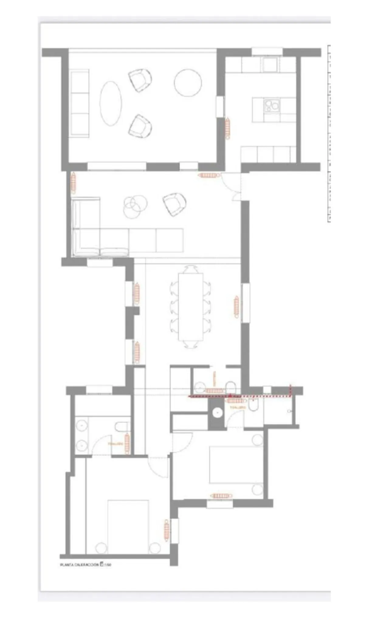 living - Ático de 140m² en venta en Castellana, Madrid - Plano del piso - 1