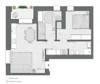 Two Bedrooms Compact of 74 sqm - Edificio C2 - LivinUp  | Milano - Floor Plan thumbnail - 1