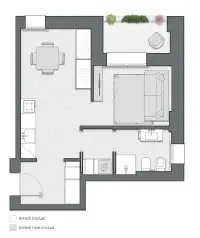 Studio of 48 sqm - Edificio C2 - LivinUp  | Milano - Floor Plan thumbnail - 1