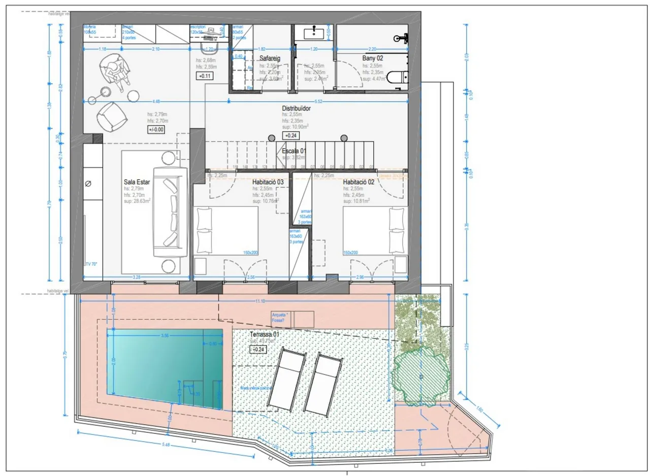 living - Casa / villa de 200m² en venta en Aiguablava, Costa Brava - Plano del piso - 4