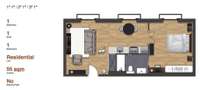 living - 55m² apartment for sale in Gótico, Barcelona - Floor Plan thumbnail - 1
