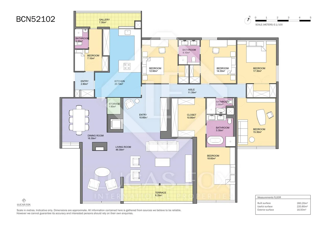 living - 260m² apartment with 17m² terrace for sale in Pedralbes - Floor Plan - 1
