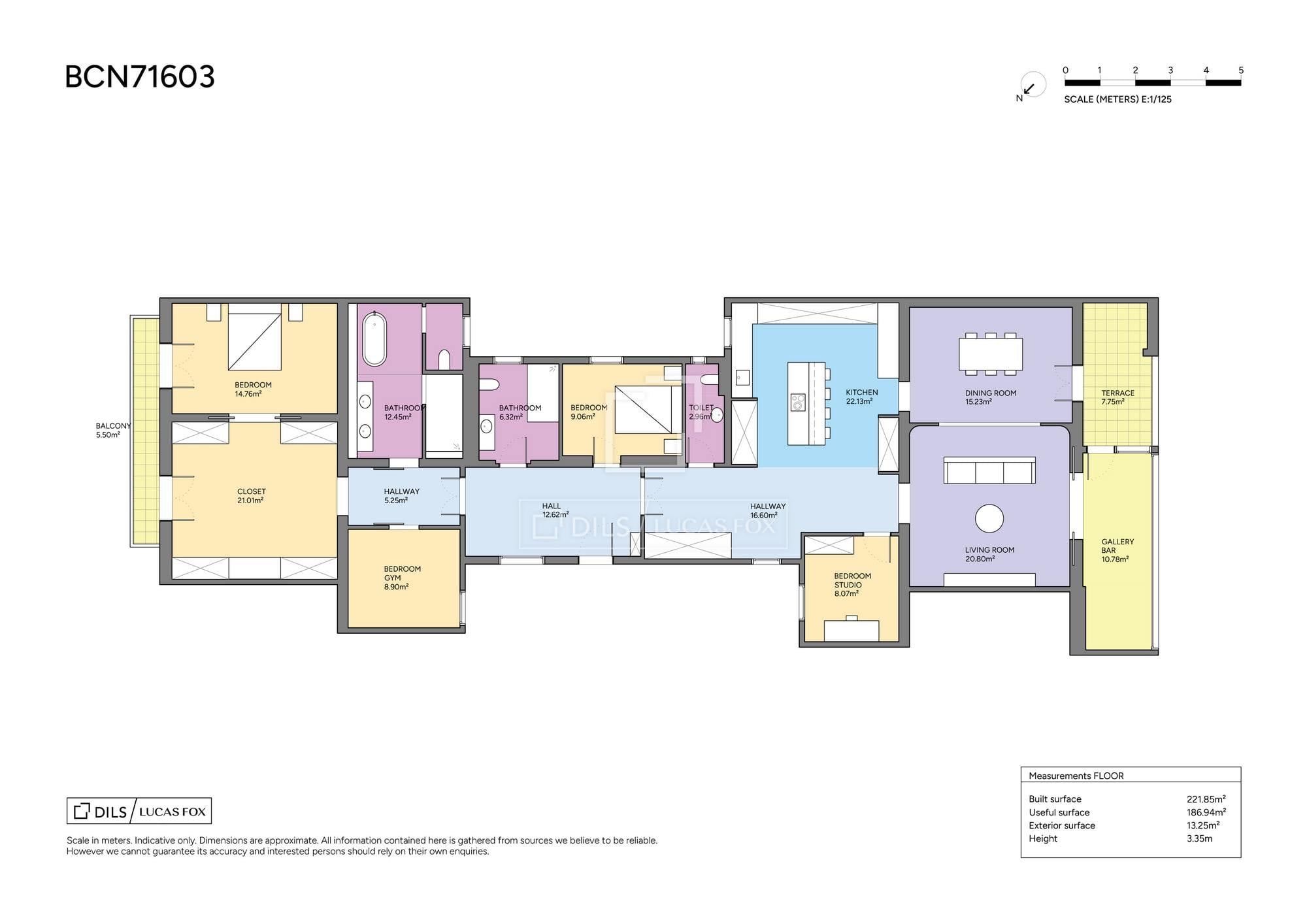 living - 231m² apartment with 11m² terrace for sale in Eixample Left - Floor Plan thumbnail - 1