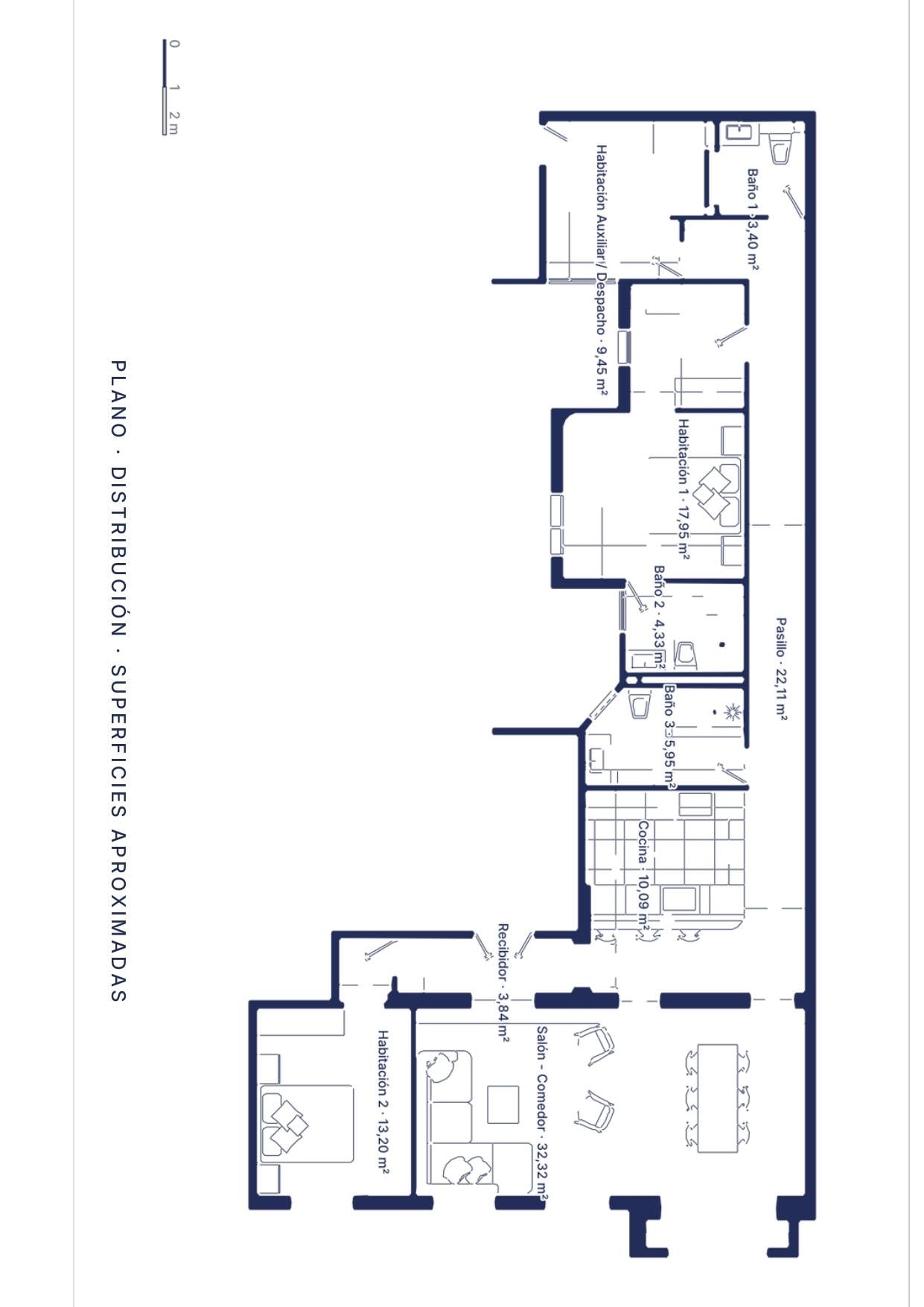 living - Piso de 153m² en venta en Argüelles, Madrid - Plano del piso thumbnail - 1