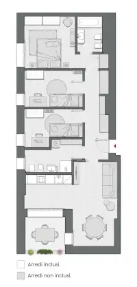 Three Bedrooms of 111 sqm - Edificio C2 - LivinUp  | Milano - Floor Plan thumbnail - 1
