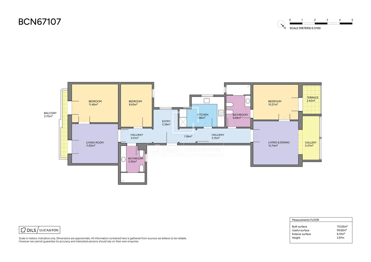 living - Piso de 128m² con 9m² terraza en venta en Eixample Izquierdo - Plano del piso - 1