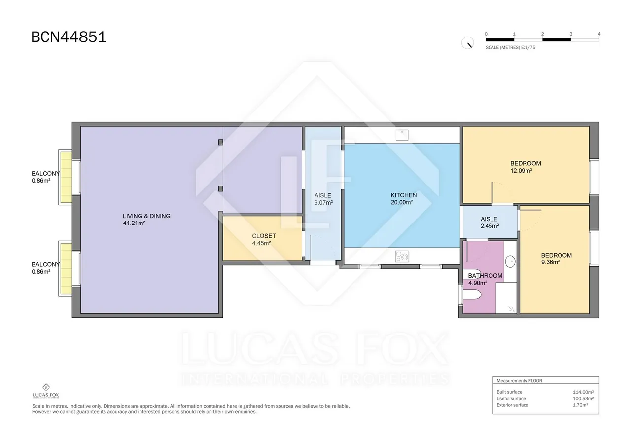 living - Piso de 122m² en venta en Gótico, Barcelona - Plano del piso - 1