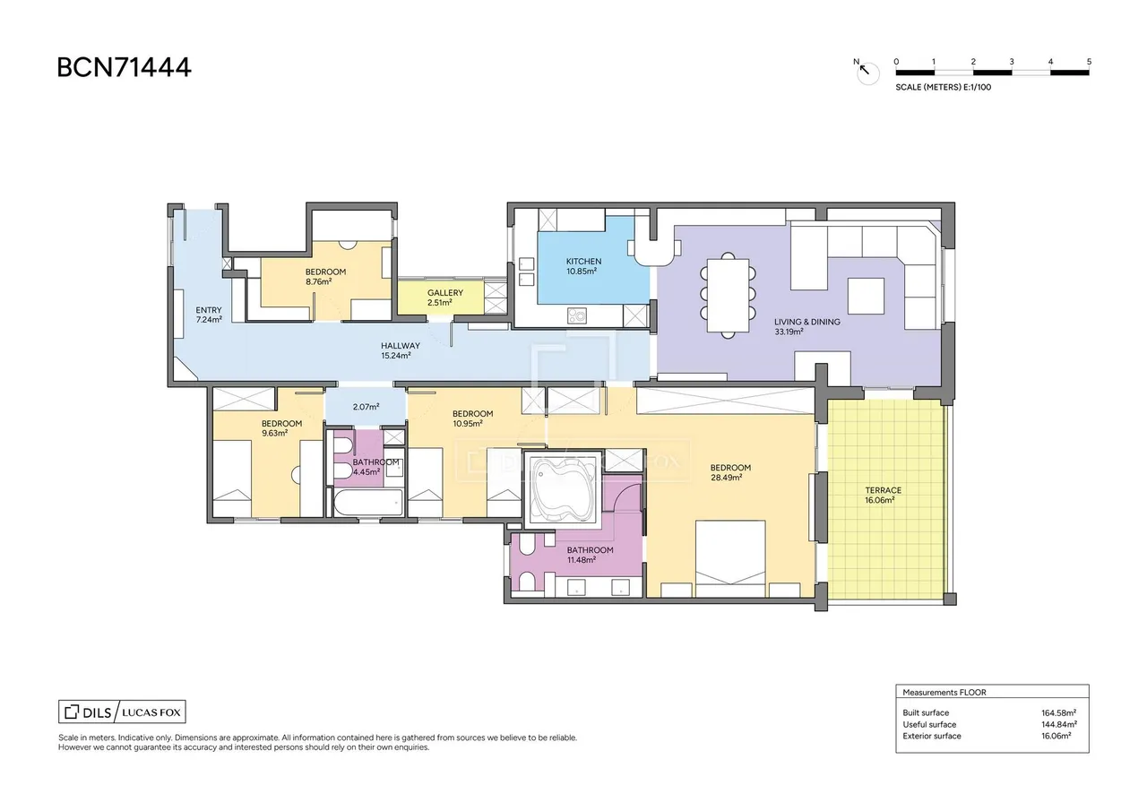 living - 164m² apartment with 16m² terrace for sale in Sant Gervasi - Galvany - Floor Plan - 1