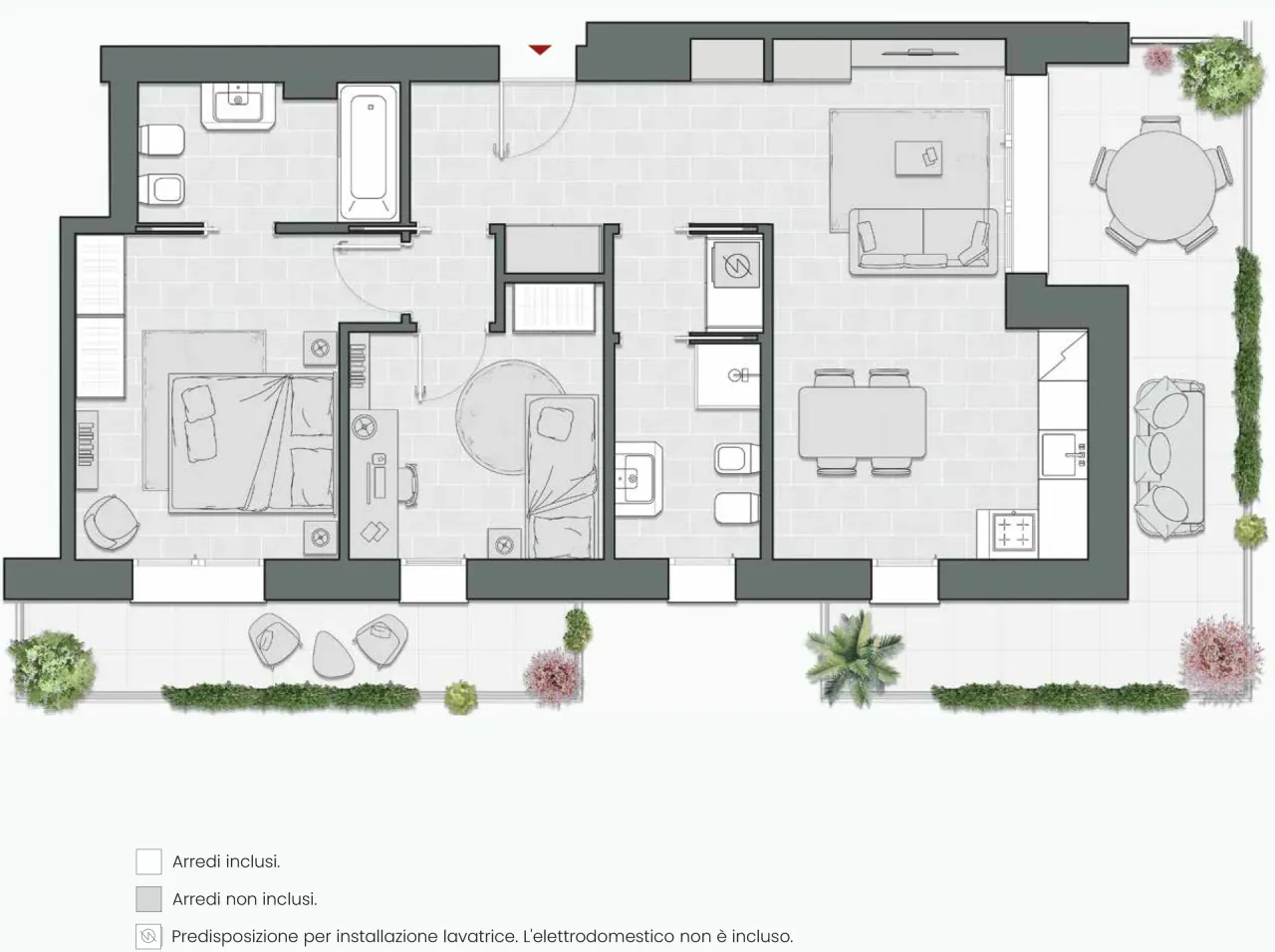 Two Bedrooms of 100 sqm - Edificio C4 - LivinUp  | Milano - Floor Plan - 1