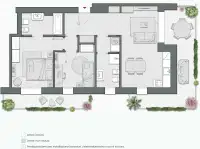 Two Bedrooms of 100 sqm - Edificio C4 - LivinUp  | Milano - Floor Plan thumbnail - 1