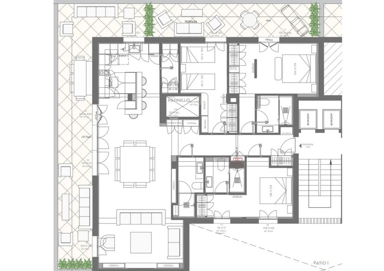 living - Piso de 158m² con 55m² terraza en venta en Lista, Madrid - Plano del piso - 1