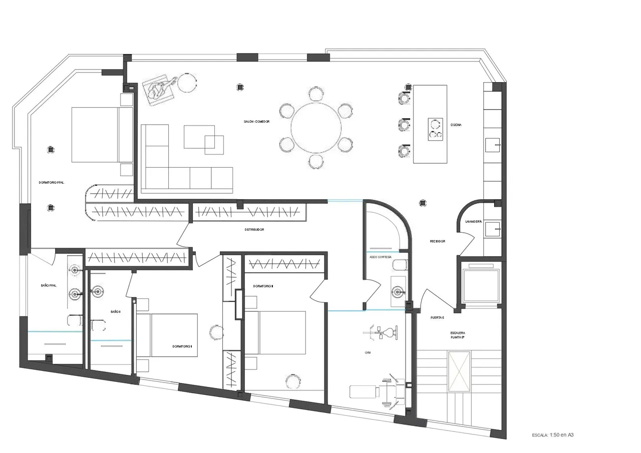 living - 186m² apartment for sale in El Mercat, Valencia - Floor Plan - 1