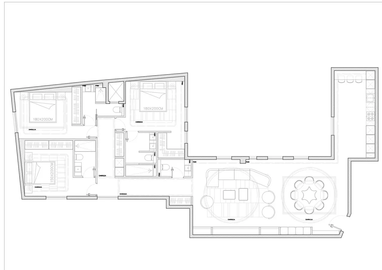 living - Piso de 176m² en venta en Malasaña, Madrid - Plano del piso - 1