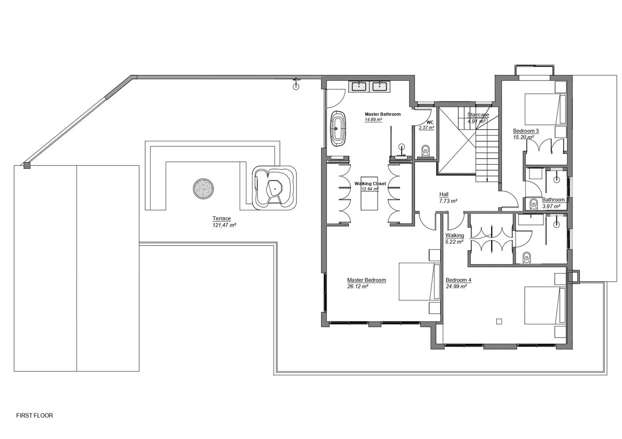 living - Casa / villa de 734m² con 492m² terraza en venta en Milla de Oro - Plano del piso - 3